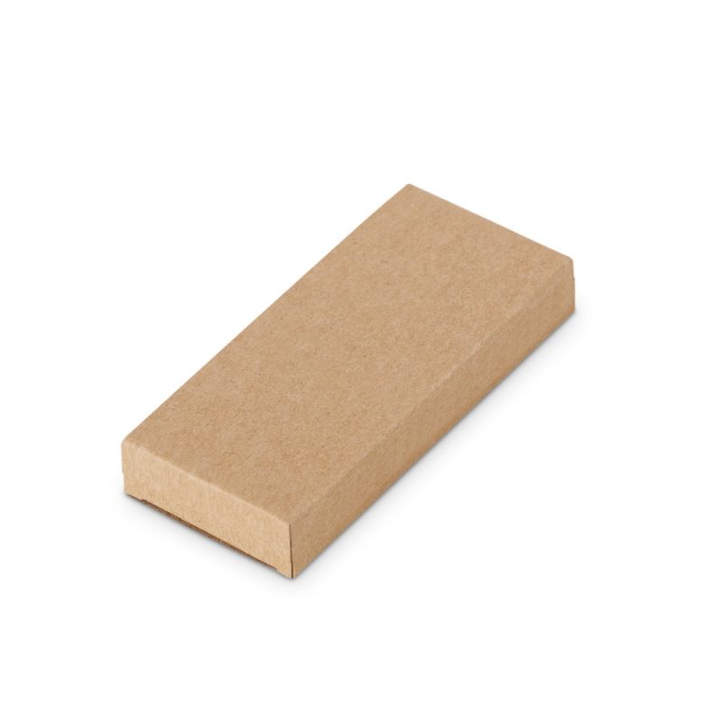 Brown rectangular cardboard box on white background.