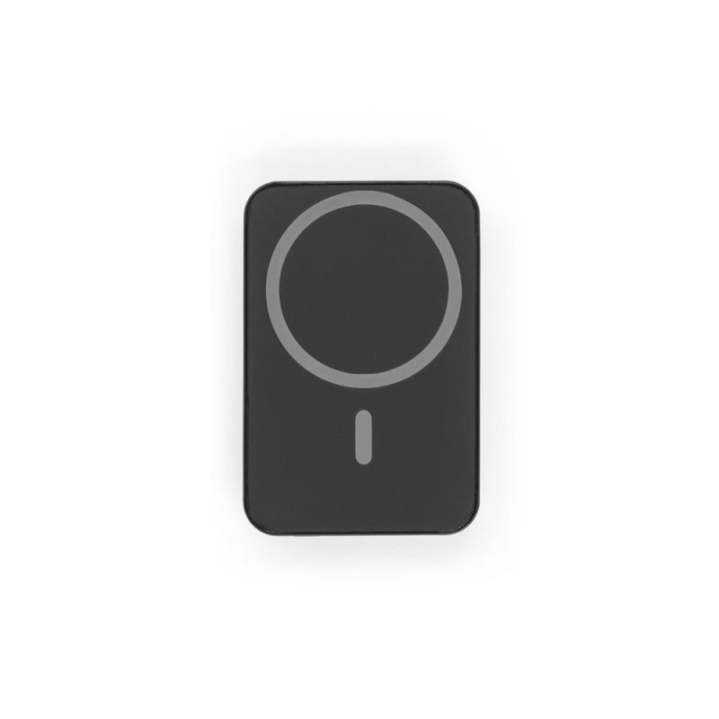 Black MagSafe charger for mobile devices.
