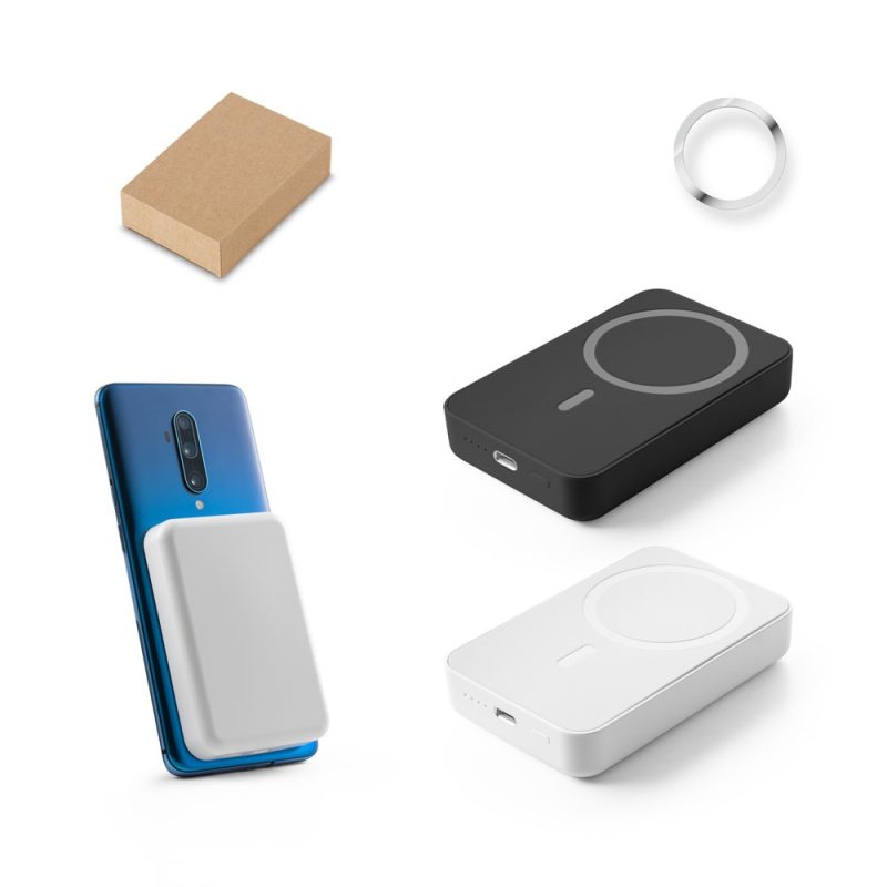 Wireless phone chargers and accessories on white background.