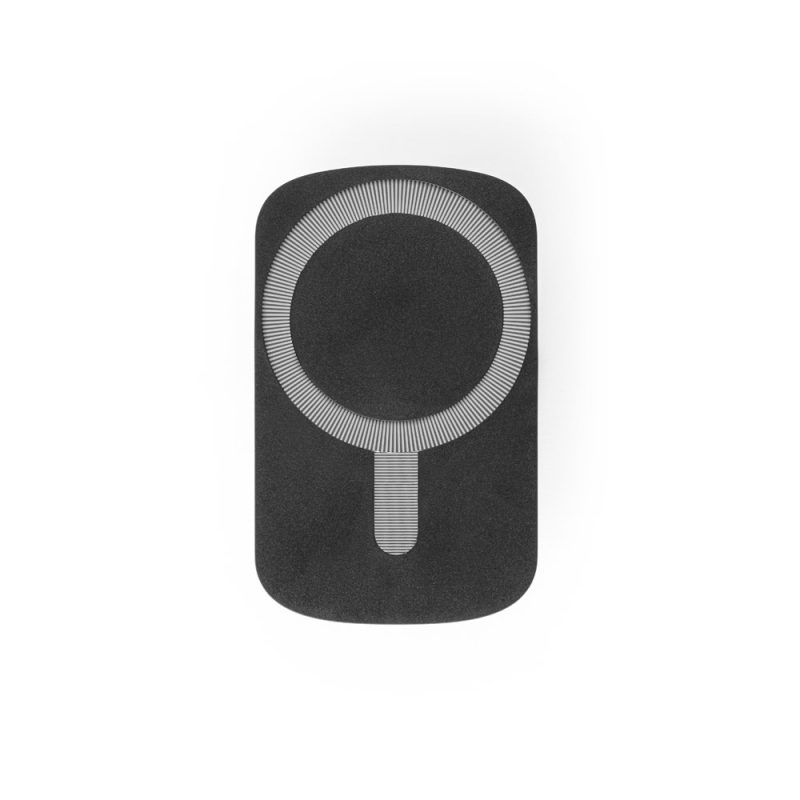 Black MagSafe wireless charging pad top view.