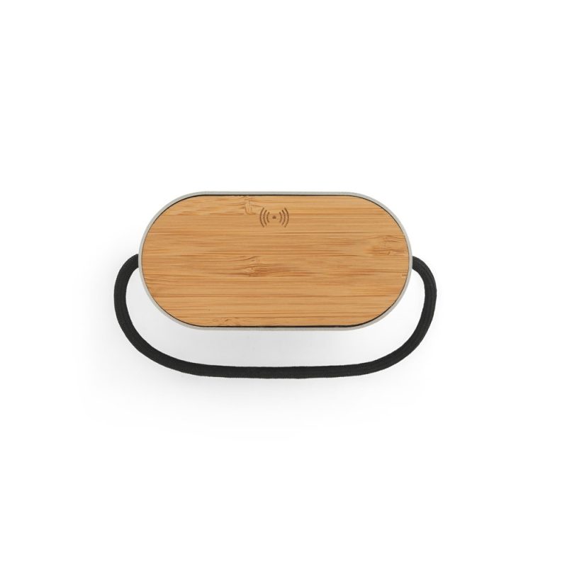 Bamboo wireless charger with black cable