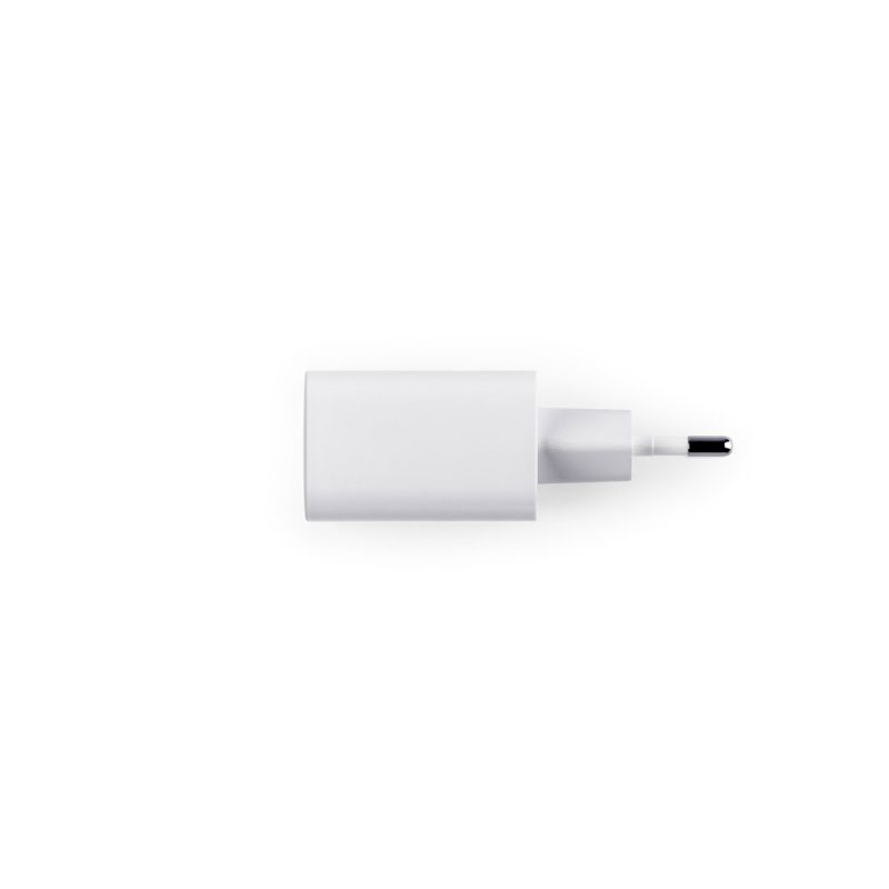 White power adapter on a white background.