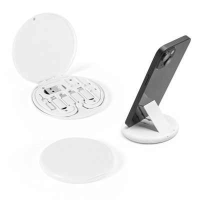 Open gadget kit and phone stand displayed