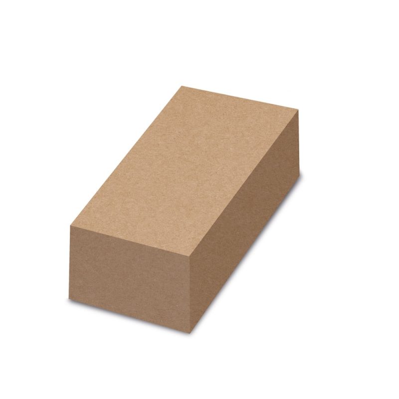 Rectangular cardboard block isolated on white background.