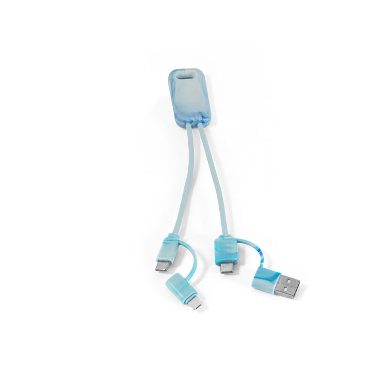 Blue multi-tip USB charging cable