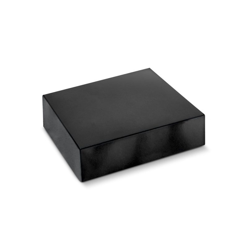 Black rectangular gift box isolated on white background.