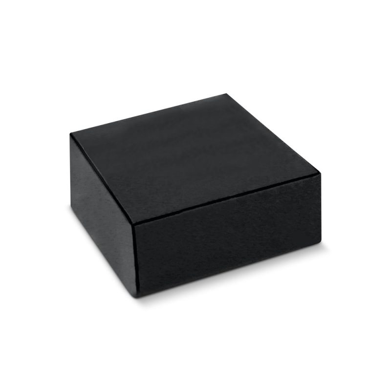 Minimalist black gift box, closed and sleek design.