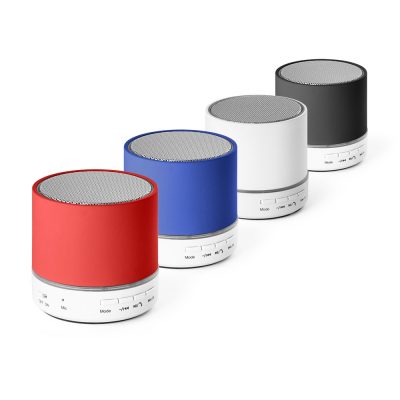 Four portable speakers in different colours