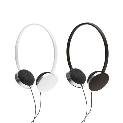 White and black headphones, minimal design.