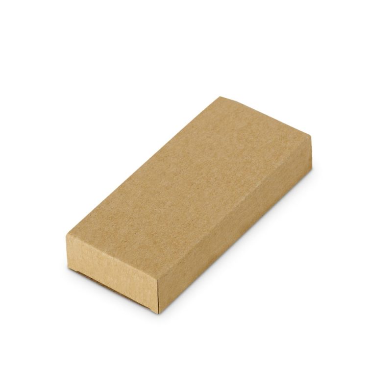 Brown rectangular cardboard box on white background.