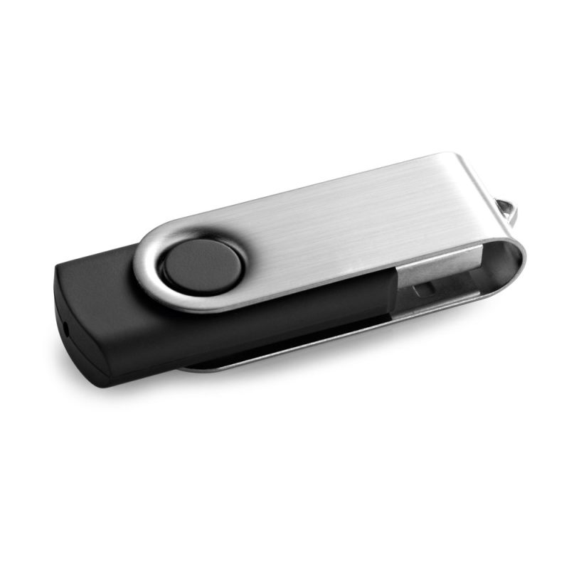 Silver and black USB flash drive