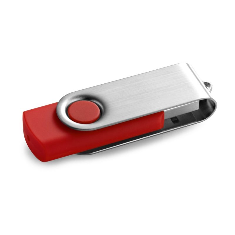 Red and silver USB flash drive