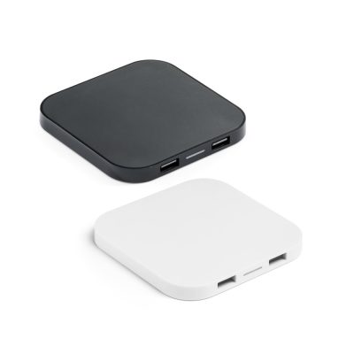 Black and white USB charging hubs.