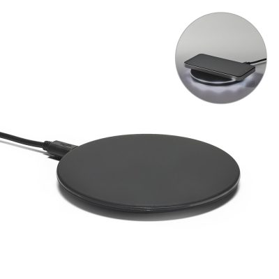 Black wireless phone charger with cable