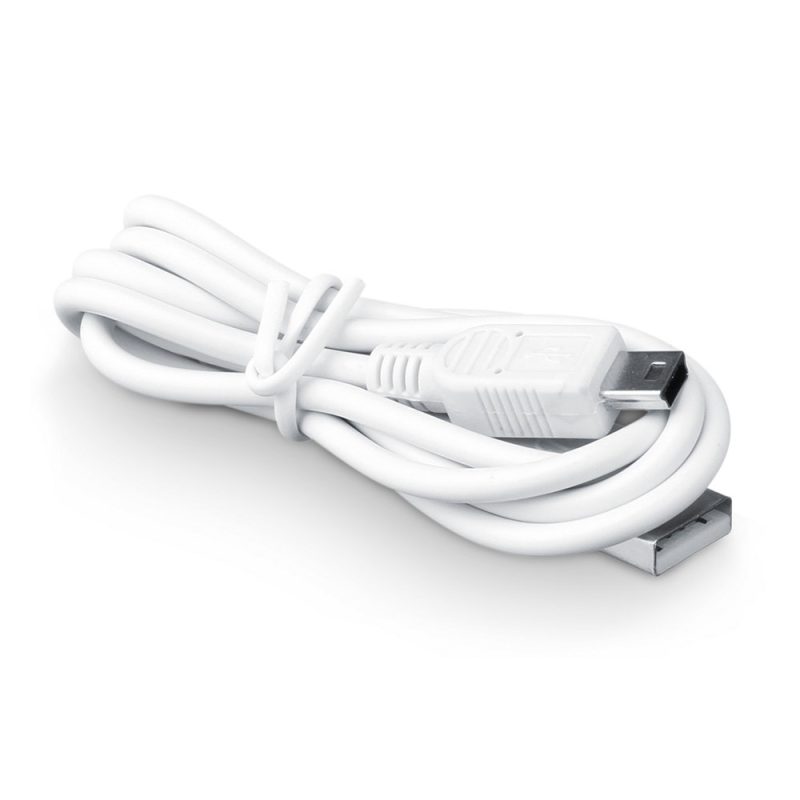 White USB cable coiled neatly