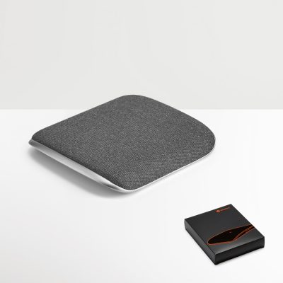 Grey ergonomic seat cushion with packaging box