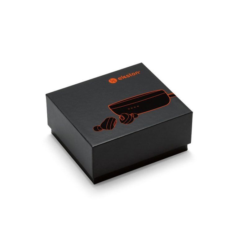 Ekston black wireless earbuds packaging box