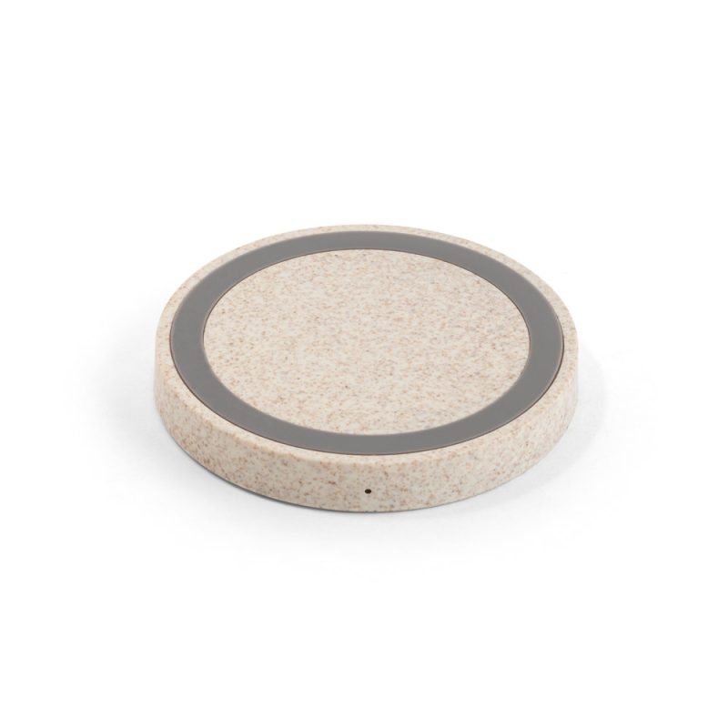 Round beige wireless charging pad