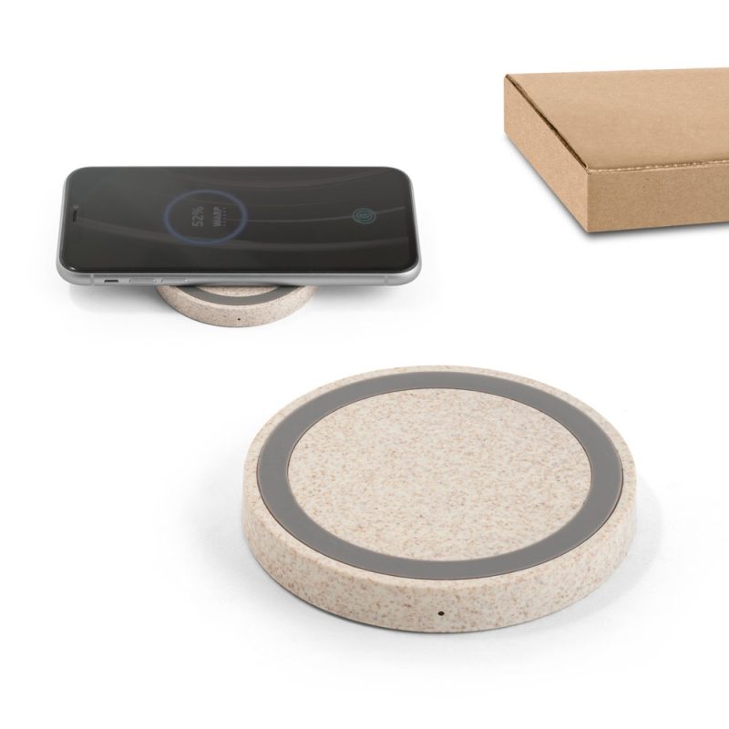 Wireless phone charger with eco-friendly design.