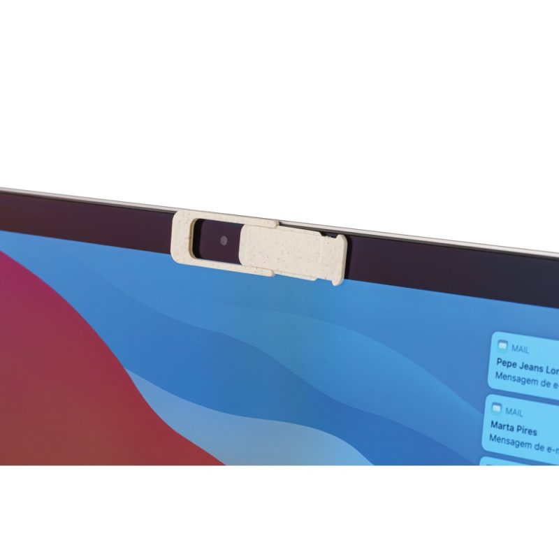 Laptop screen with webcam privacy cover.