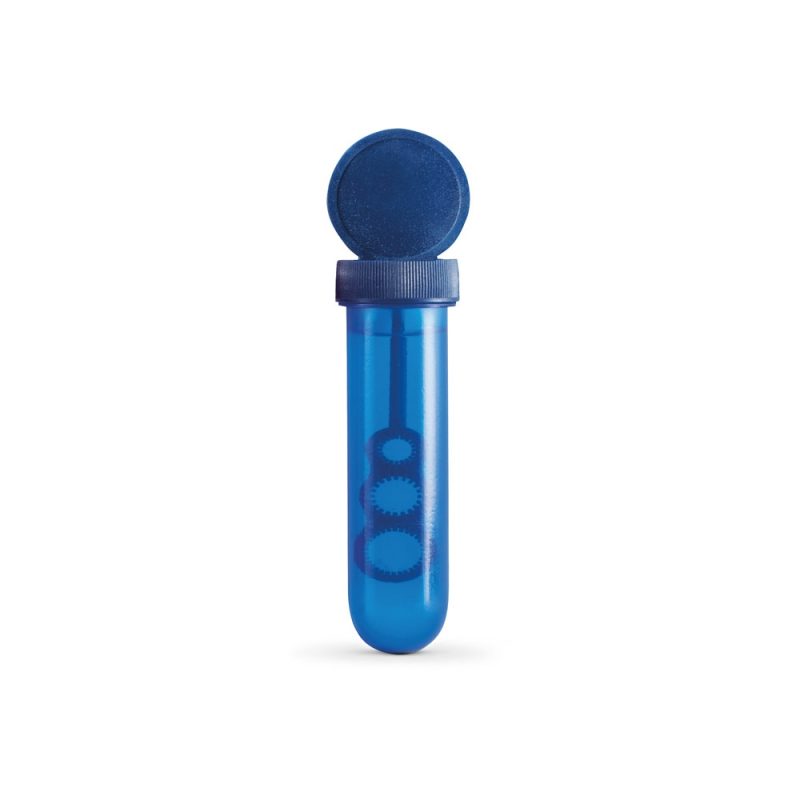 Blue bubble bottle with wand inside.