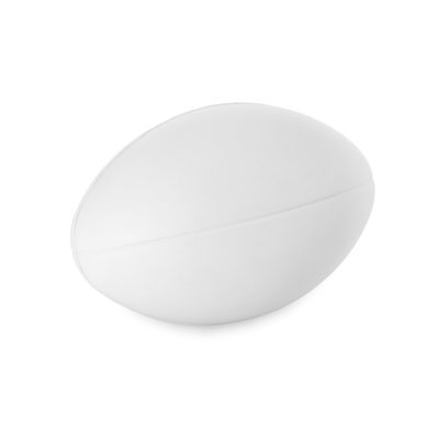 Plain white rugby ball on white background