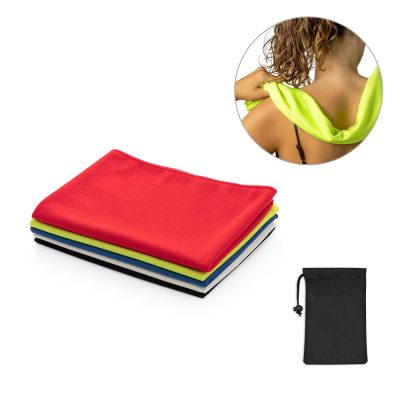 BERNAL. Recycled polyester (100% rPET) fitness cooling towel with non-woven pouch