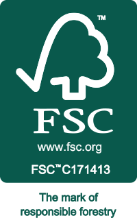 FSC certification logo with tree tick and licence code